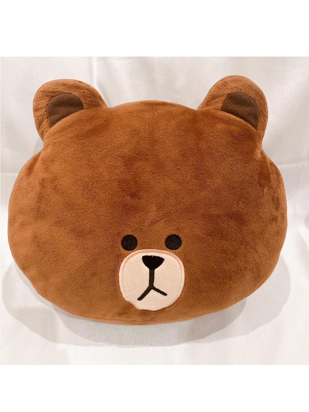 LINE Friends Character T-ARTS Brown Bear Face Cushion Pillow Stuffed Plush Japan
